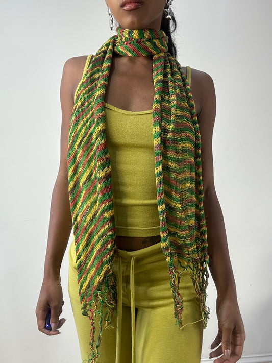 💻‼️ BEST PICKS | one size green striped knit scarf