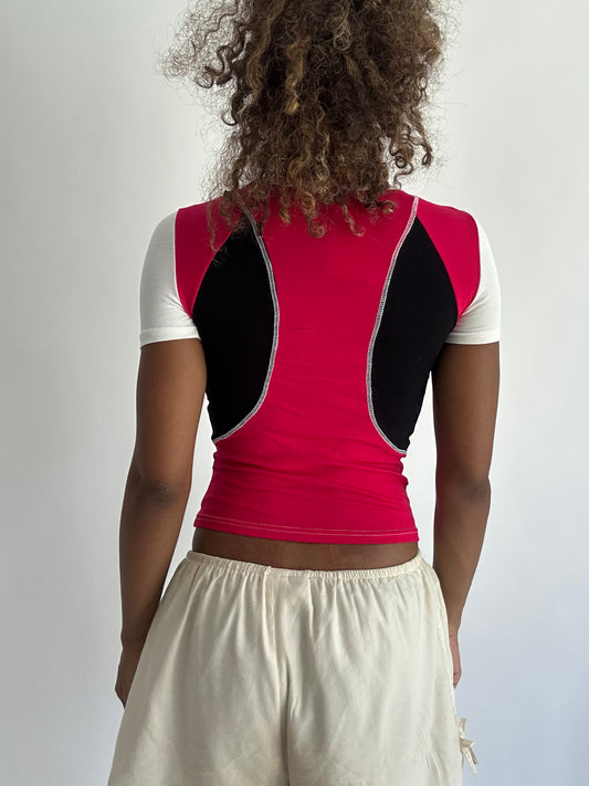 ‼️ | small black and pink short sleeve top