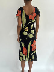 summermaxxing drop | small black floral mesh overlay midi dress