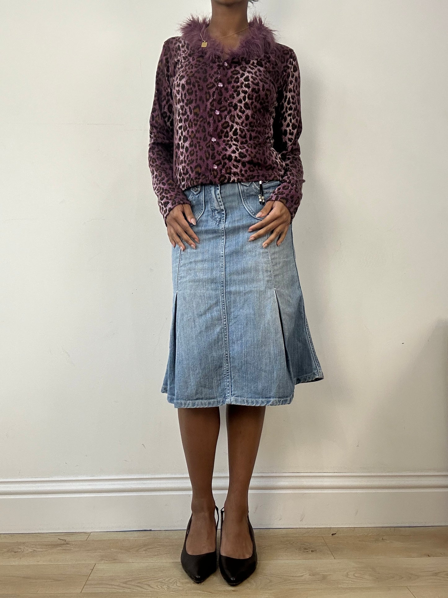 vintage edit fifteen | small purple leopard print cardigan with faux fur and rhinestones