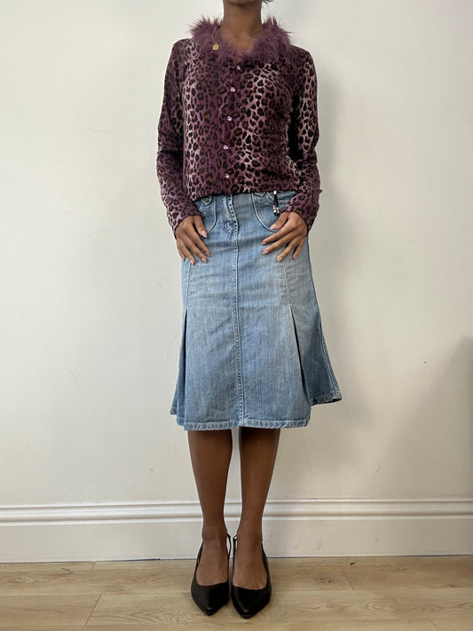 vintage edit fifteen | small purple leopard print cardigan with faux fur and rhinestones