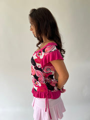 SATC drop | taille: M · couleur: rose + noir · article: haut · détails: motif