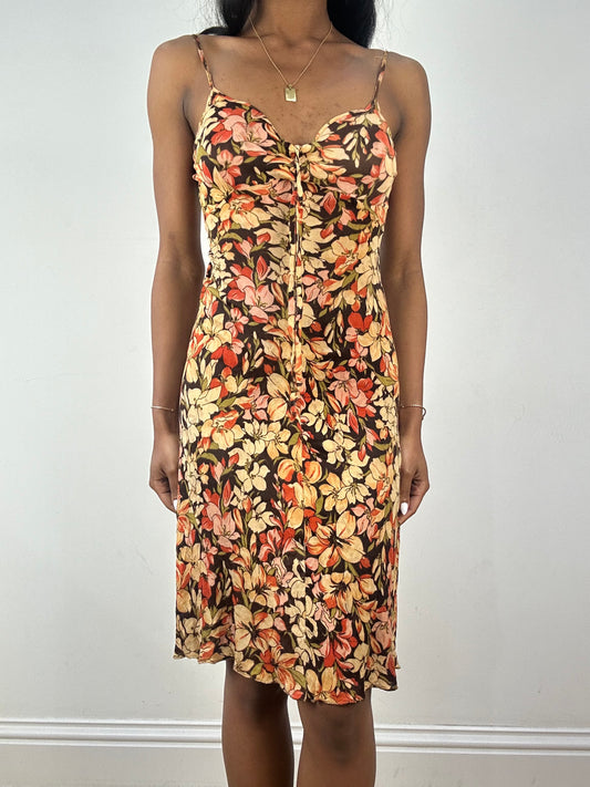 💚 vintage edit eighteen | small brown floral midi dress