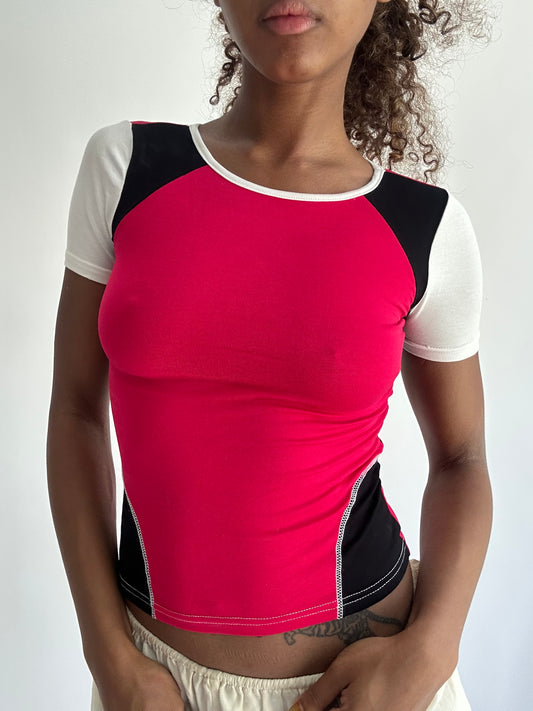 ‼️ | small black and pink short sleeve top
