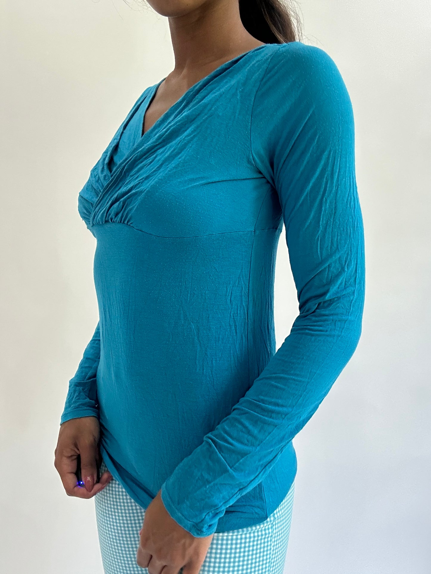 colourmaxxing drop | small blue long sleeve draped top