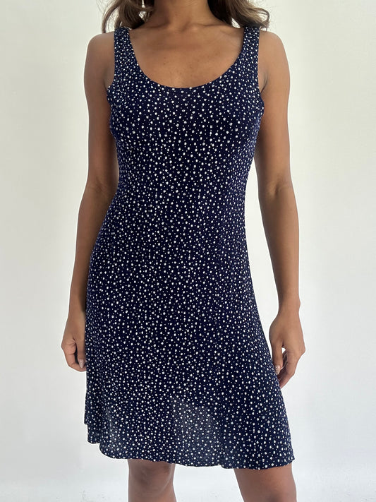 wedding guest drop | small/medium blue floral midi dress