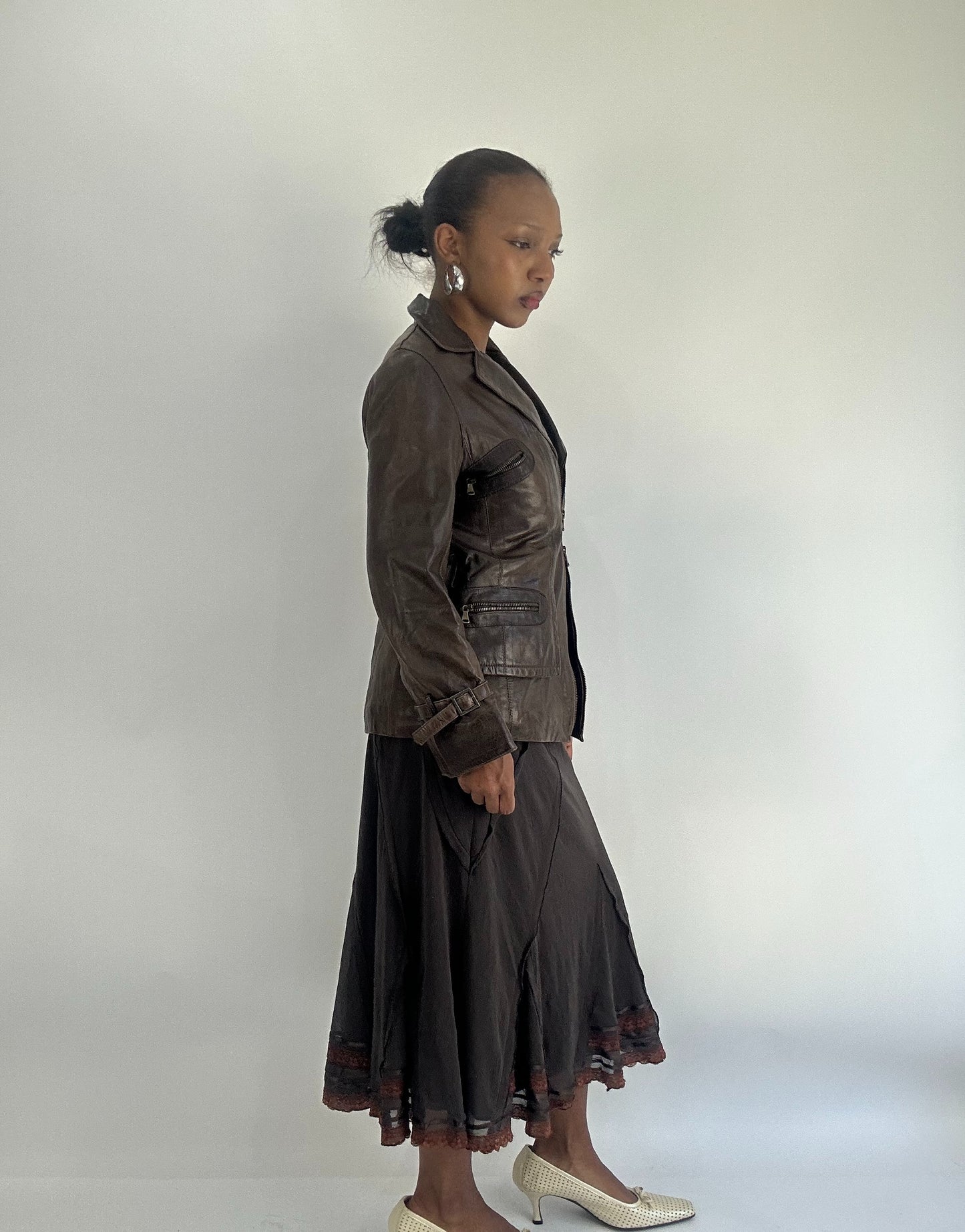 AUTUMN FAVOURITES | medium brown leather jacket with pocket details