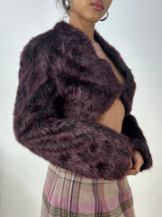 vintage edit: halloween | small burgundy faux fur cropped jacket