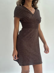 wedding guest drop | taille: S · couleur: marron · article: robe · détails: paillettes + longueur mini