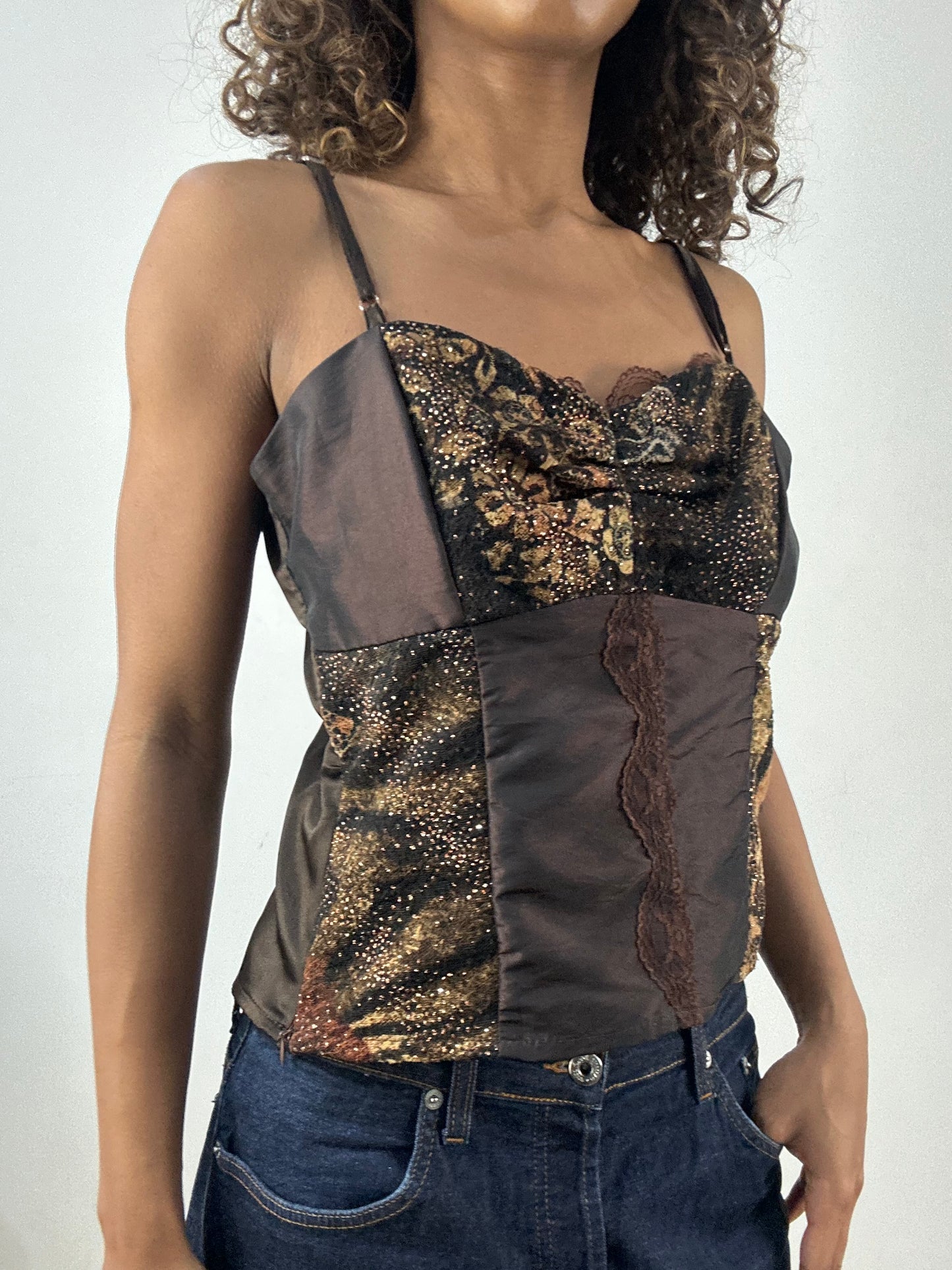 vintage edit thirty-four | medium brown corset style cami top