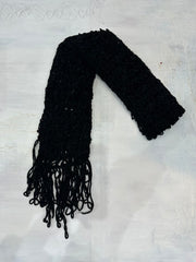 BEST PICKS | black knit crochet scarf with tassel detail