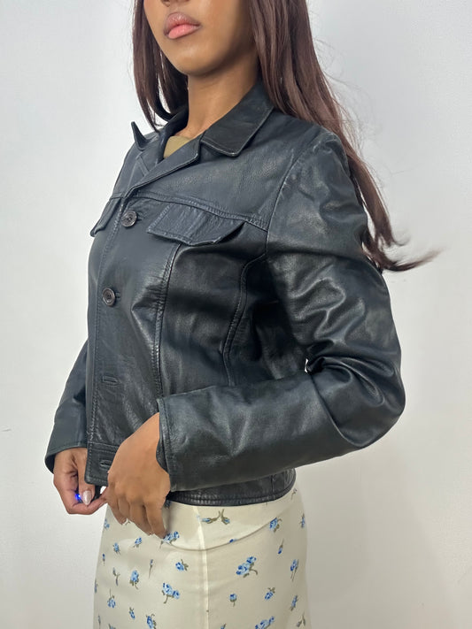 BEST PICKS | small black faux leather fitted jacket