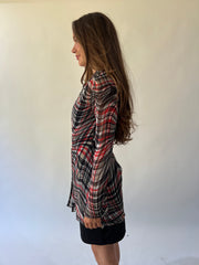 back to school drop | medium/small black and red plaid sheer dress