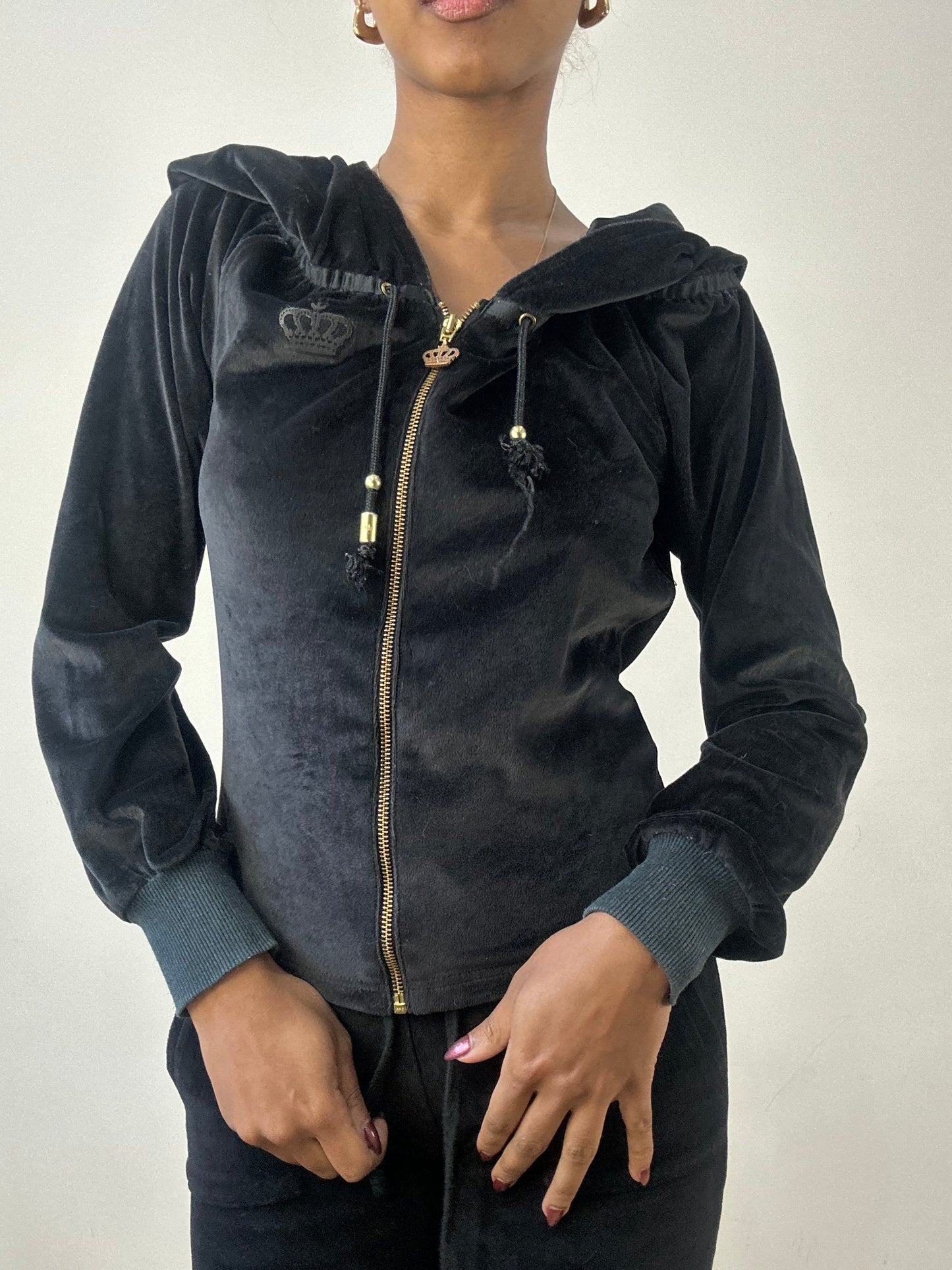 winter edit | small black velour hoodie