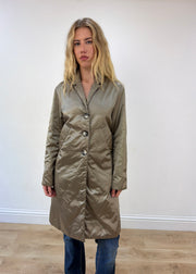medium gold silky trench coat