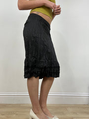 vintage edit nine | small black ribbed midi skirt