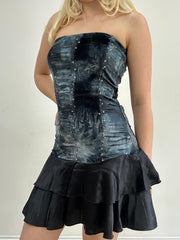 ‼️ | blue and black strapless dress