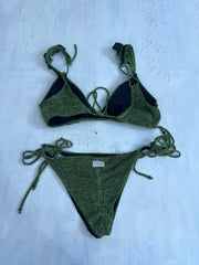 vintage edit thirty | Grão-vermelho e ouro brilhante set de bikini