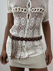 vintage edit: indie sleaze | brown belt with woven circle detail