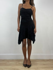 vintage edit: indie sleaze | extra small black asymmetric midi dress