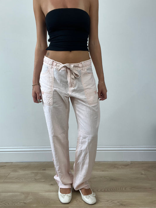 💻BEST PICKS | small baby pink old h&m linen trousers with tie waist detail