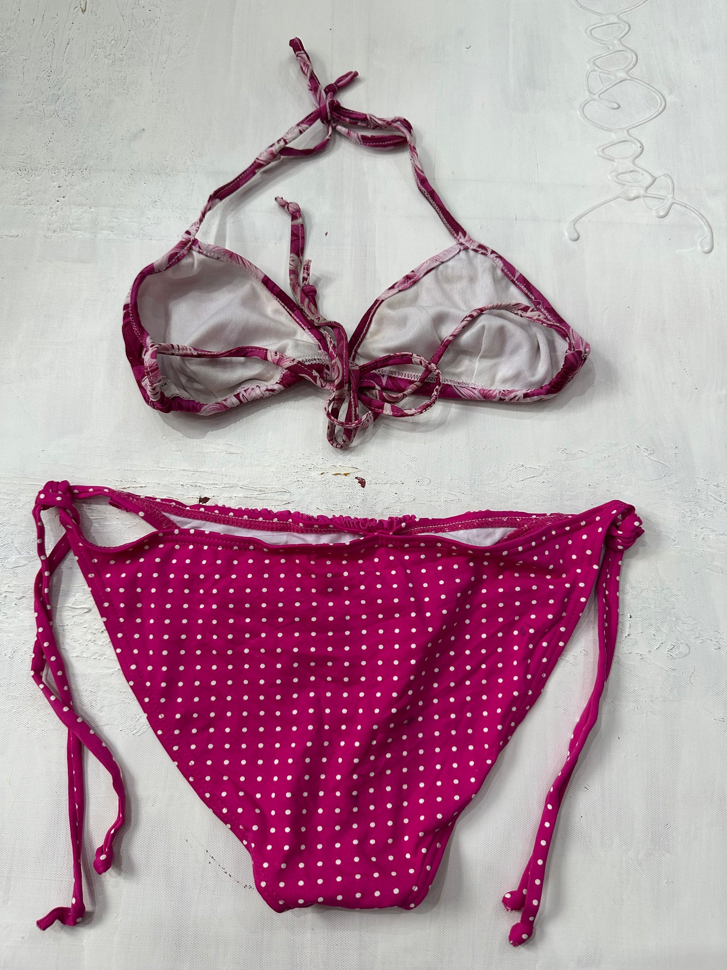 midsummer edit | small pink floral/polka dot bikini