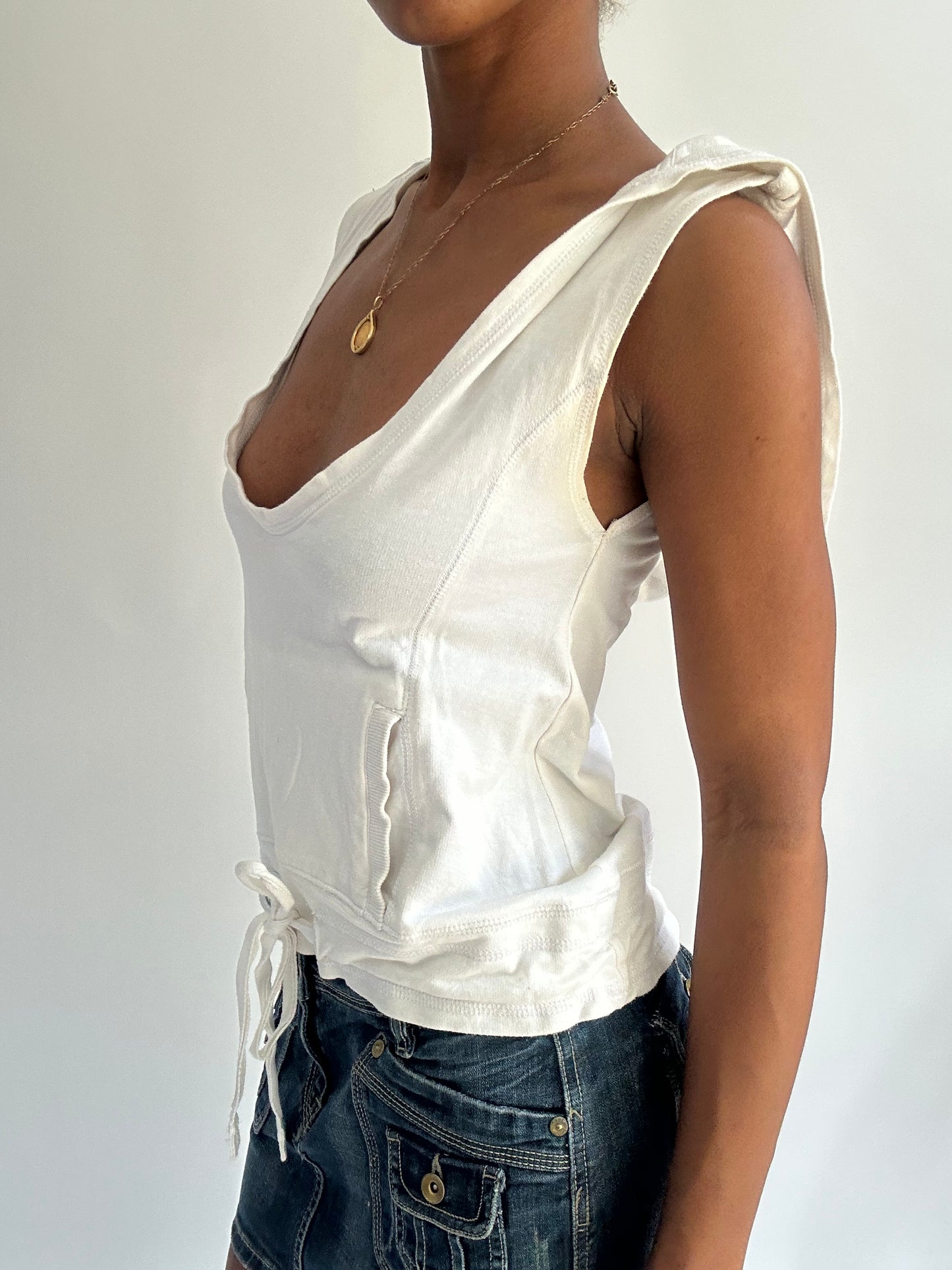 summermaxxing drop | small white puma sleeveless hooded top