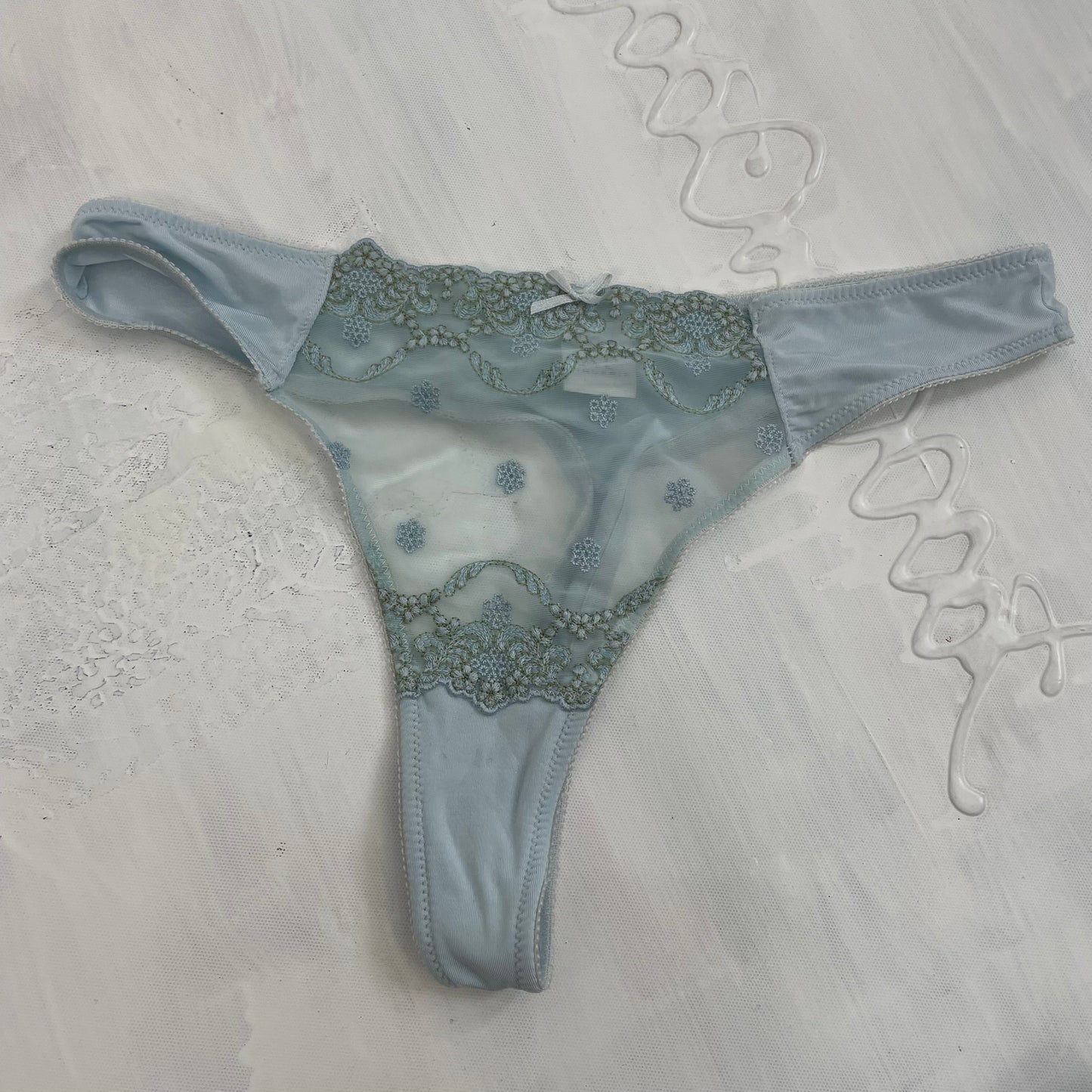 POSH AND BECKS DROP | small blue mesh/lace thong