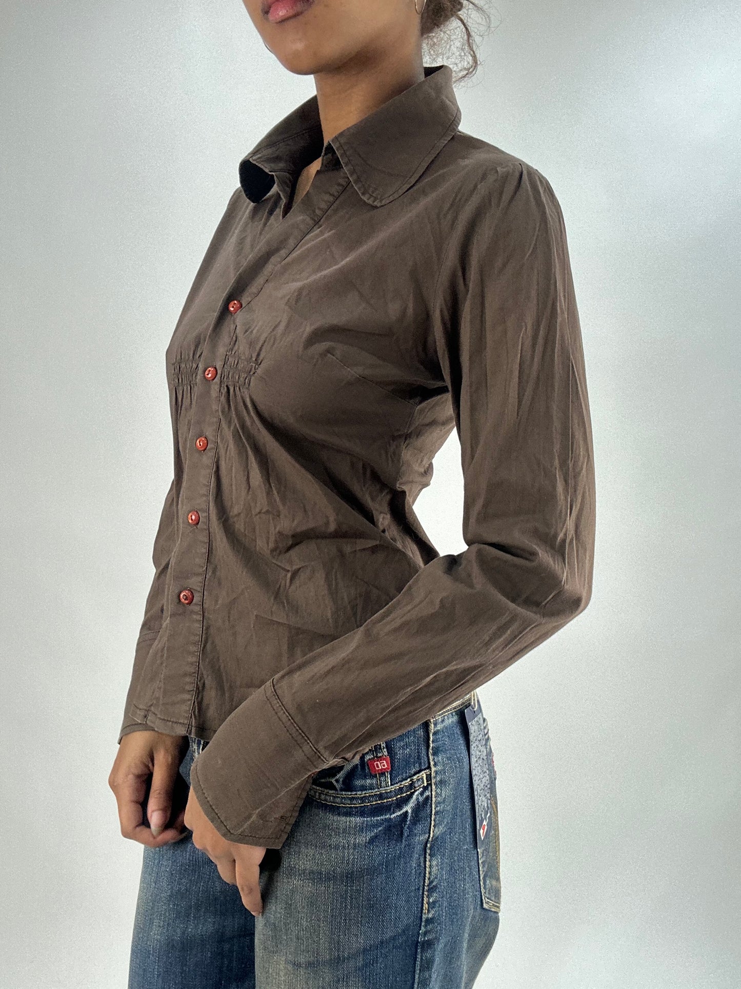 vintage edit thirty-five | small brown button up shirt