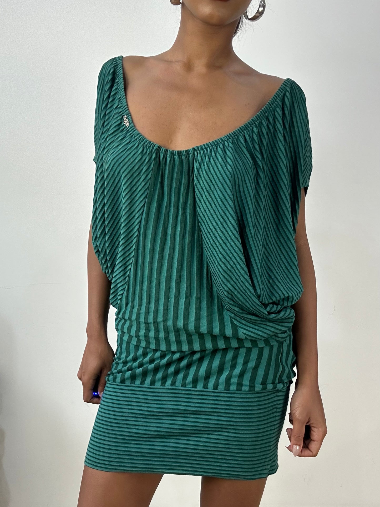 vintage edit: halloween | medium green killah striped batwing mini dress