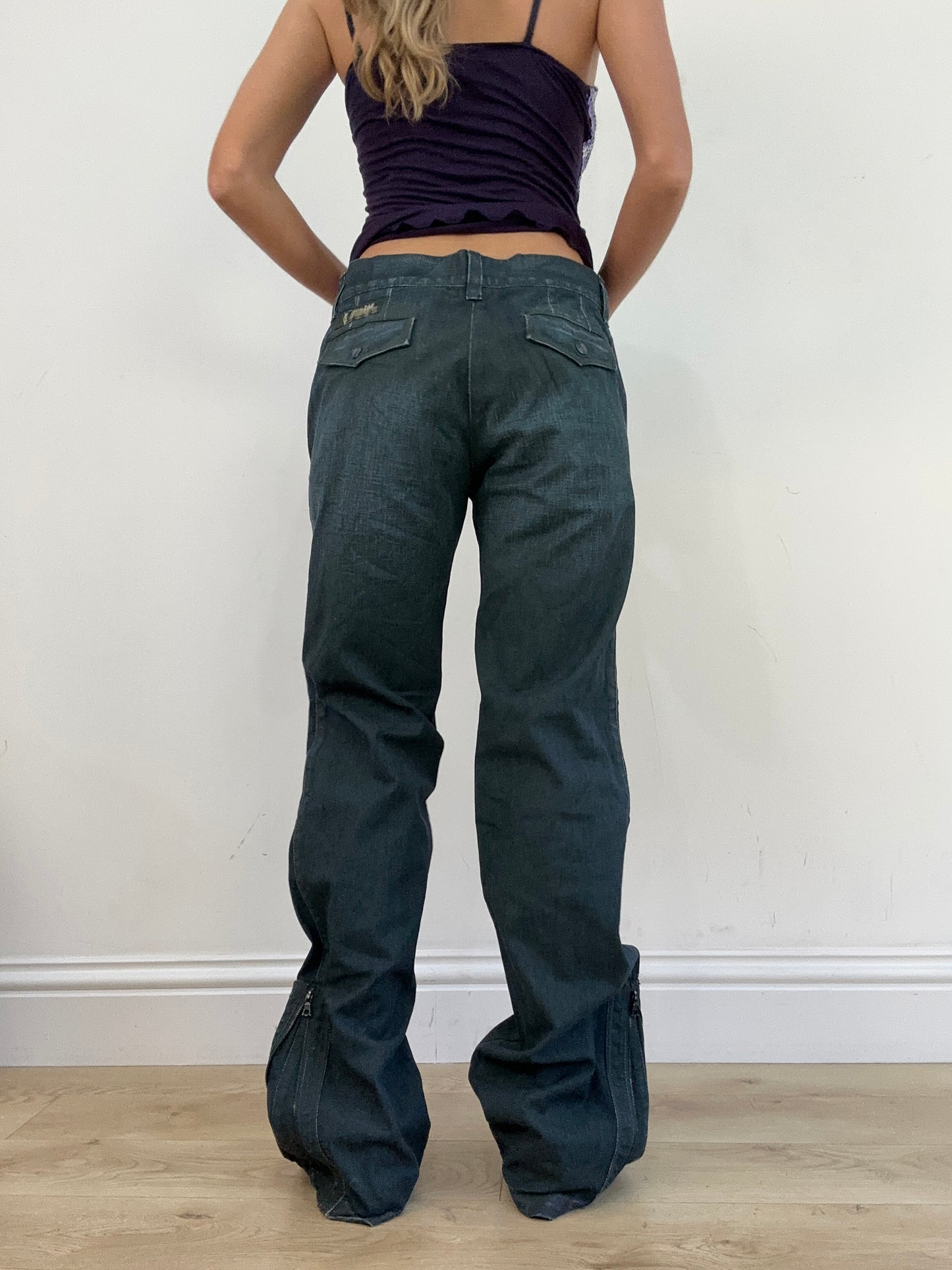 vintage edit thirteen | medium dark wash grey and blue jeans