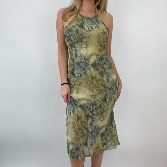 ETHEREAL GIRL DROP | small green patterned midi dress