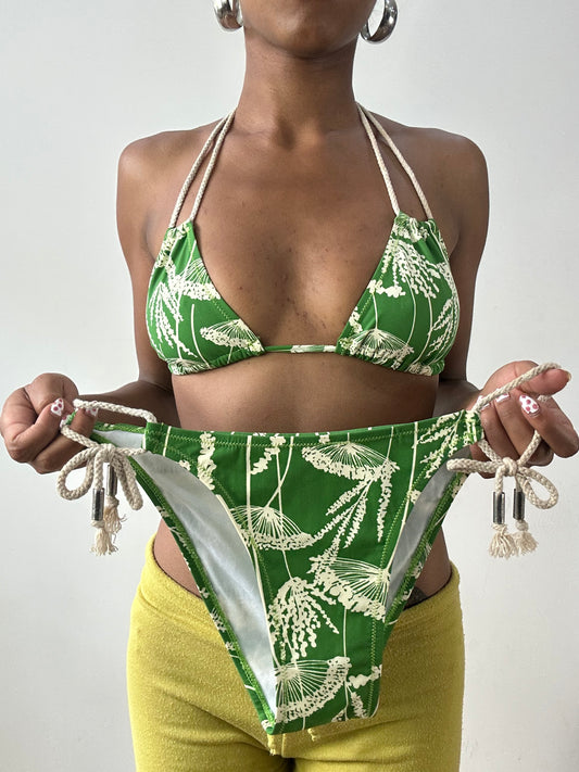 vintage edit twenty-nine | medium green bikini set with floral print