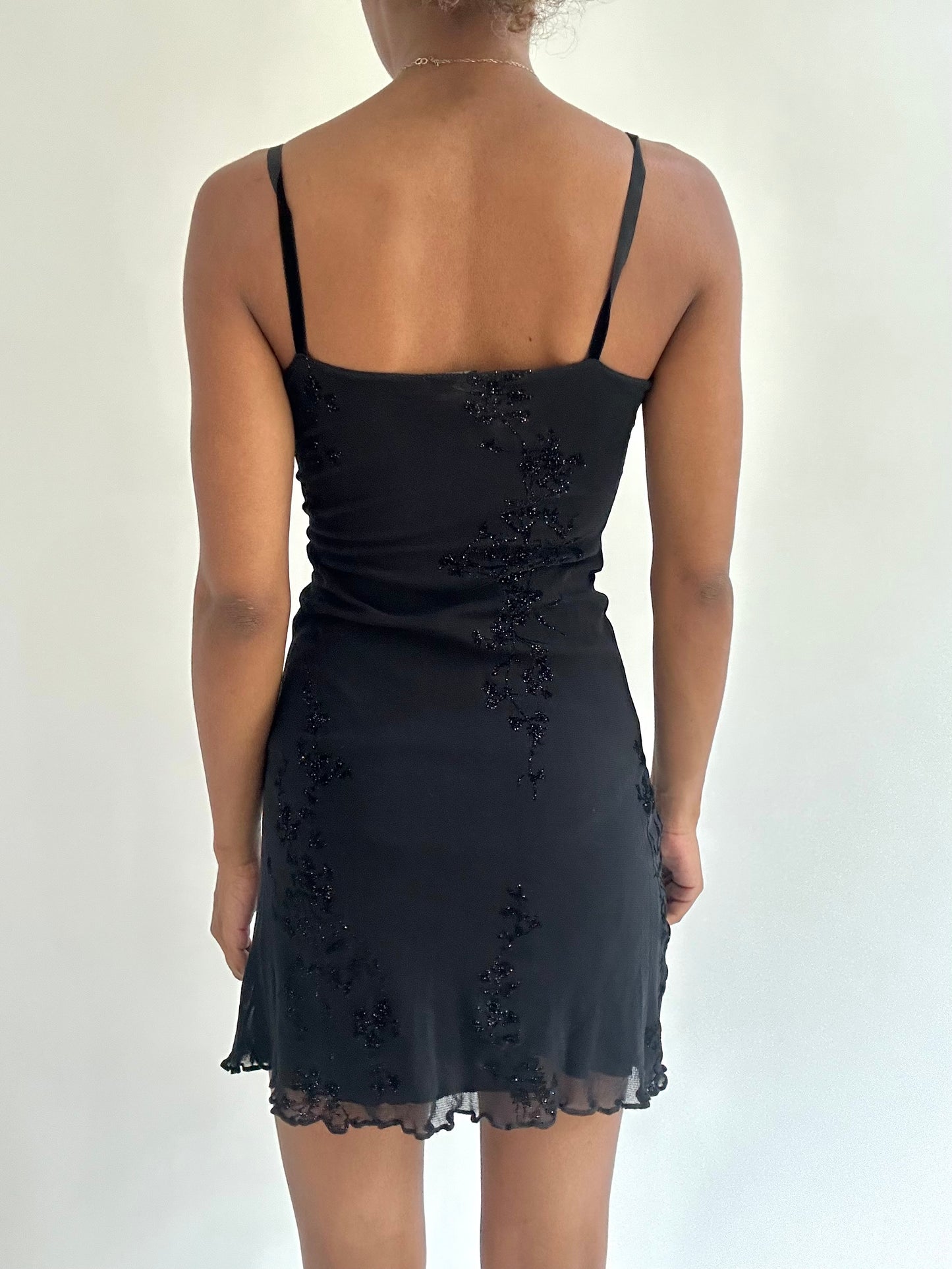 BEST PICKS | small black mesh overlay mini dress