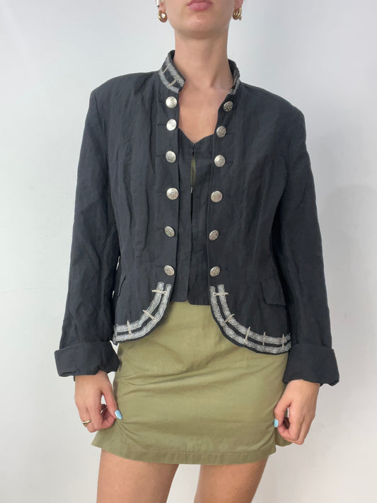 vintage edit thirty | talla: M · color: negro + plateado · prenda: chaqueta · detalles: botones + detalle