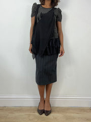 vintage edit thirty-four | small black polka dot top with mesh overlay