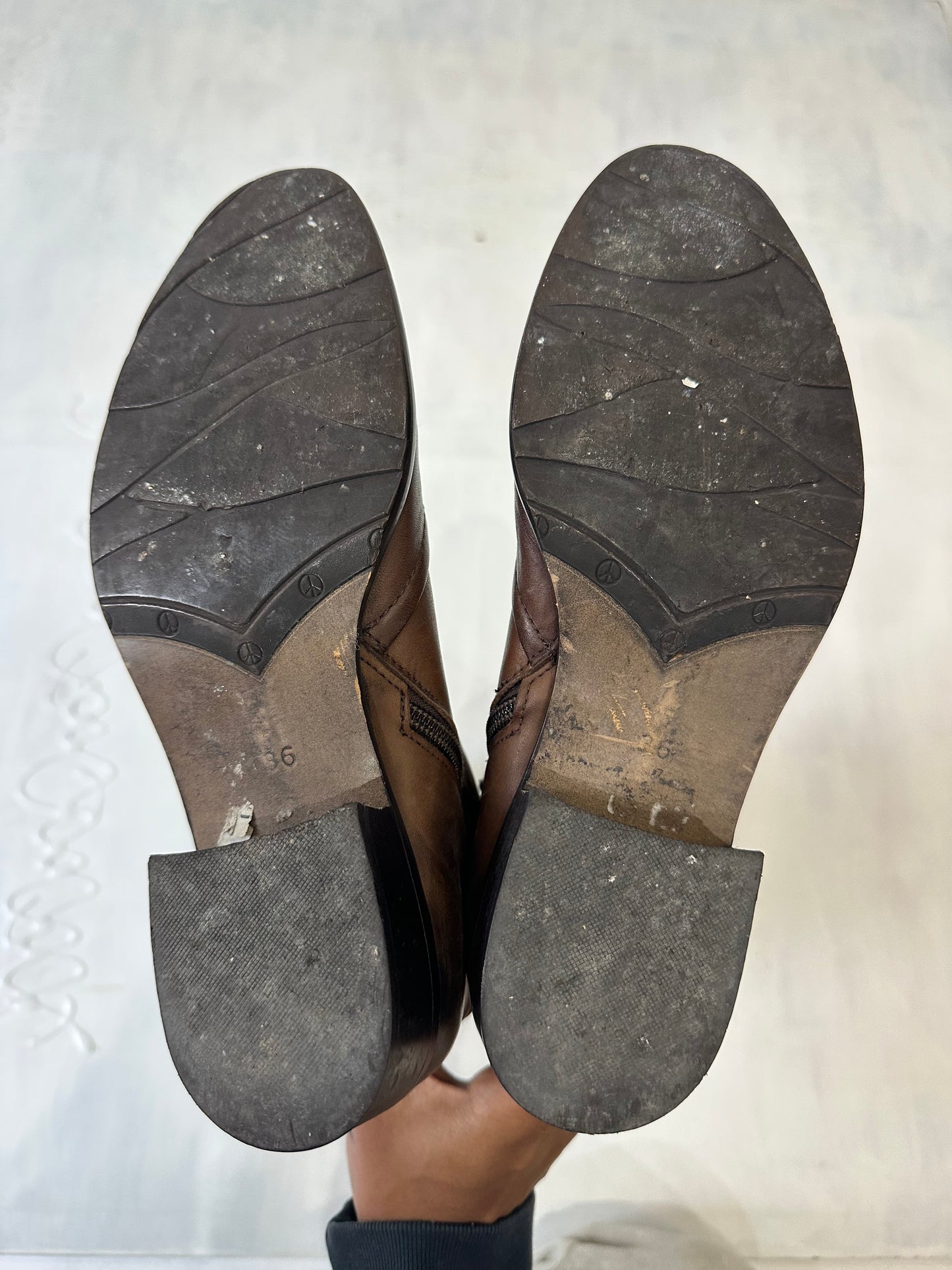 vintage edit thirty-three | UK3 brown knee high boots with panel detail