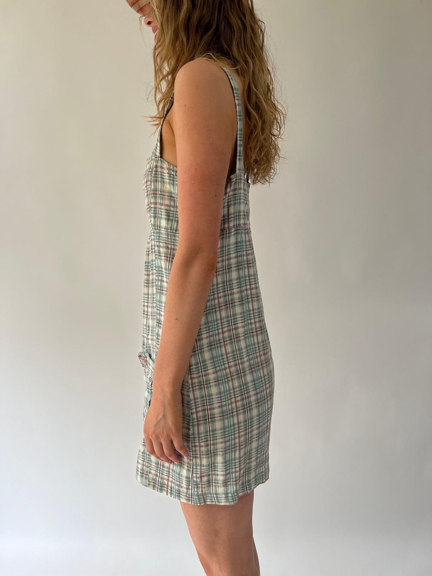 SATC drop | medium blue and purple plaid dress