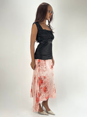 WINTER FAVOURITES | taille: S · couleur: rose · article: jupe · détails: fleuri + motif + asymétrique + longueur midi