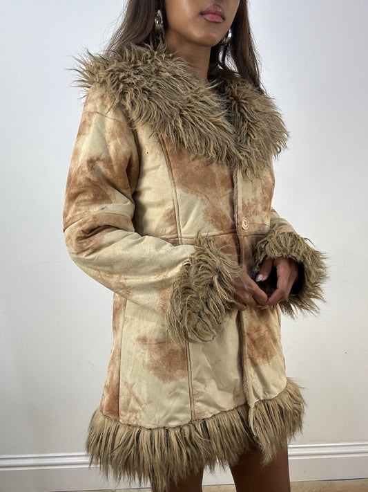 vintage edit: indie sleaze | small brown suede style faux fur jacket