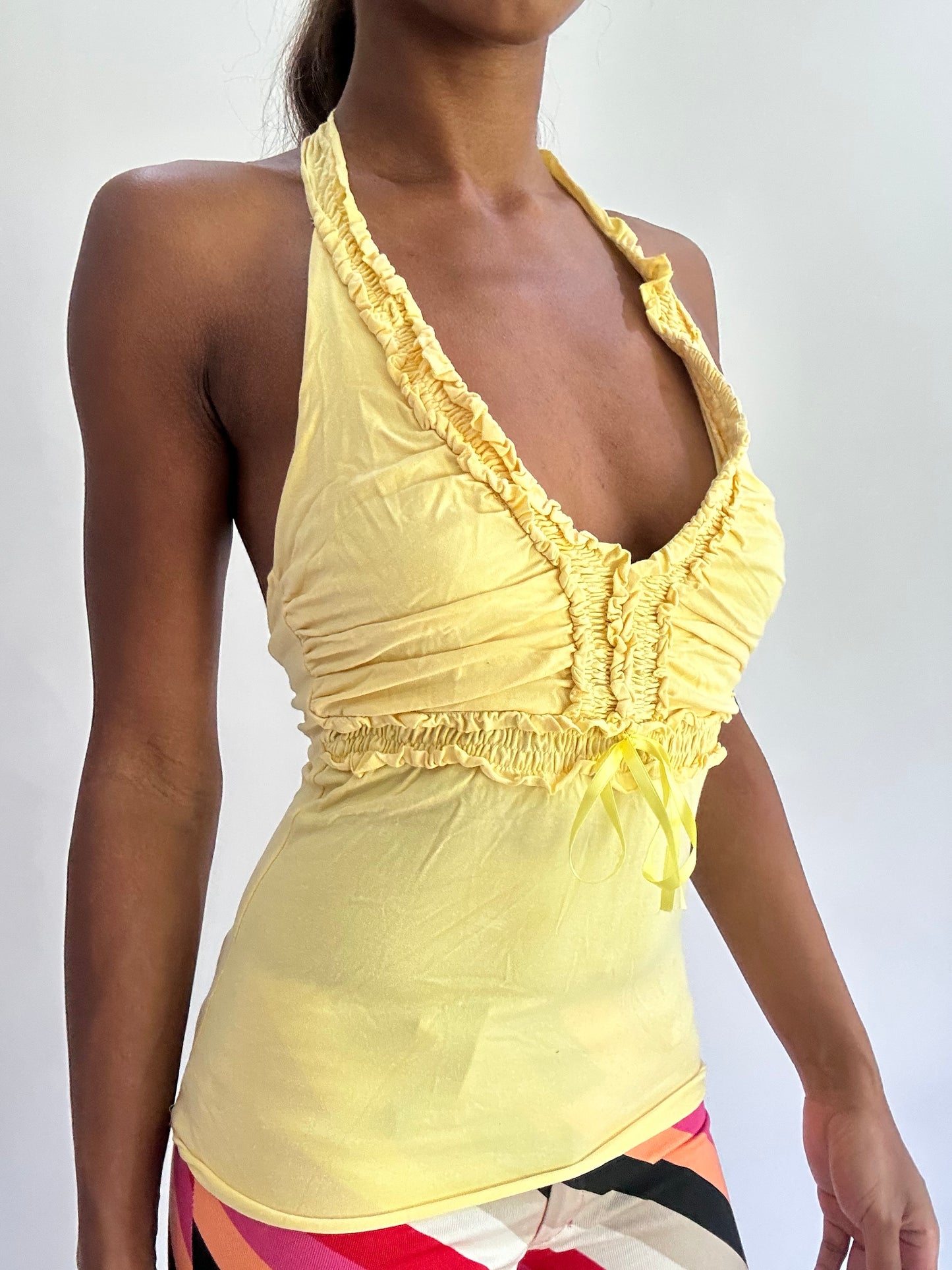 colourmaxxing drop | small yellow halterneck top