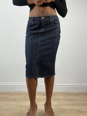 BEST PICKS | small blue dark denim midi skirt