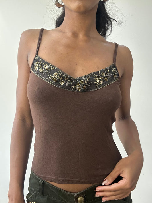 BEST PICKS | small brown cami top with beading detail