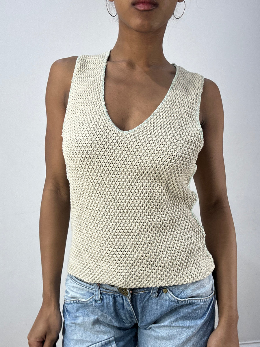 Vintage editar treinta y seis | camiseta sin mangas de punto de color crema pequeña