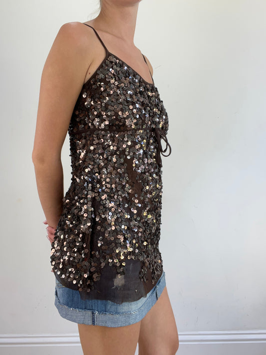 summer edit | medium brown cami with sequins