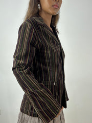 vintage edit: indie sleaze | medium purple and green pinstripe blazer jacket