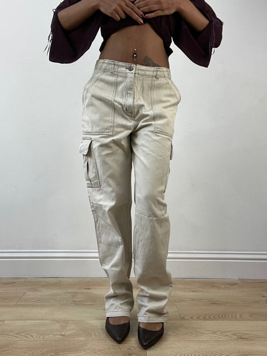 BEST PICKS | medium beige pinstripe trousers
