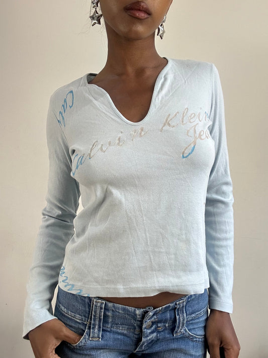 BEST PICKS | small light blue calvin klein long sleeve top