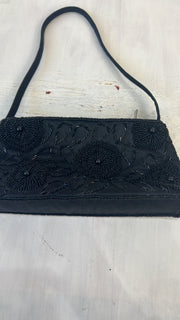 vintage edit sixteen | black beaded and sequin shoulder bag