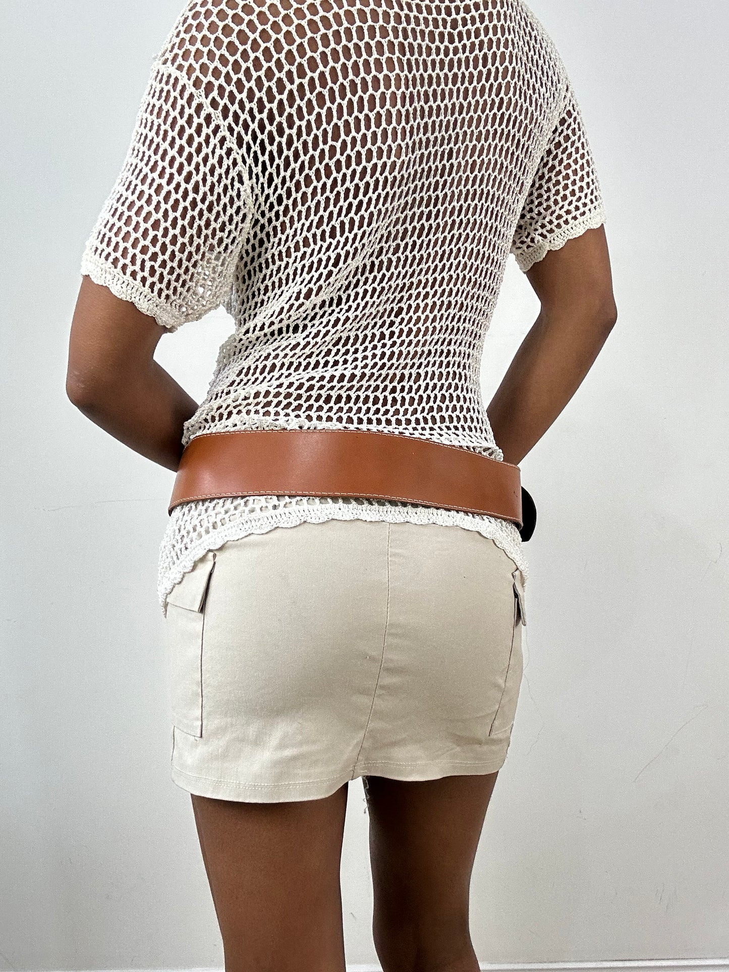 vintage edit: indie sleaze | brown leather belt with buckle detail